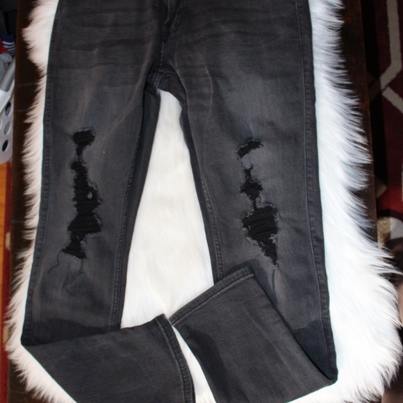 Hollister, black distressed Skinny advanced Stretch jeans   W31  L32 - Picture 2 of 7